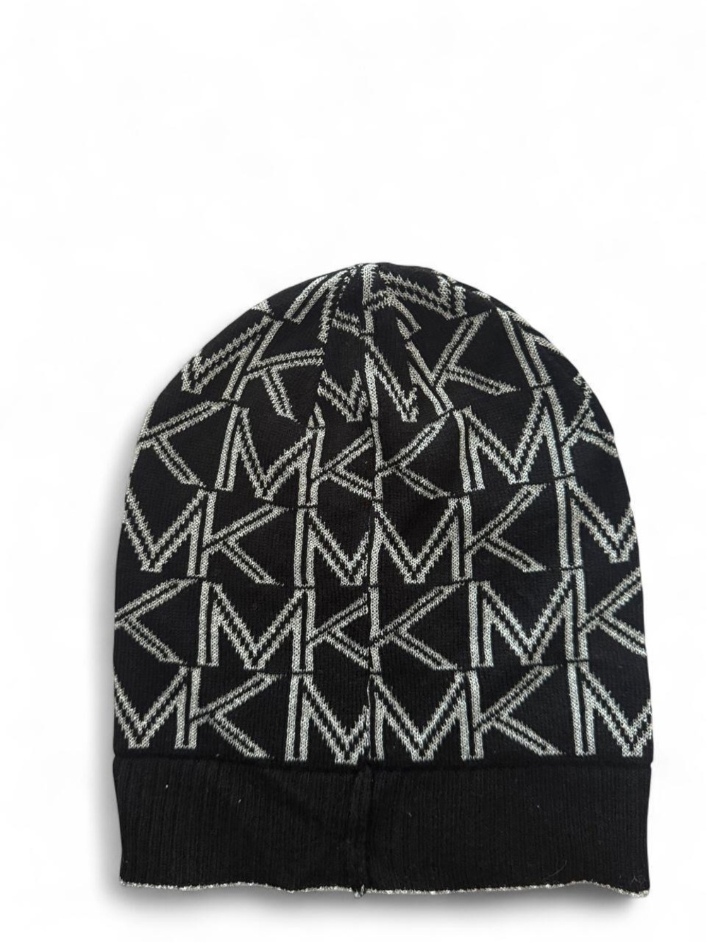 MICHAEL Michael Kors Black and White Logo Knit Beanie